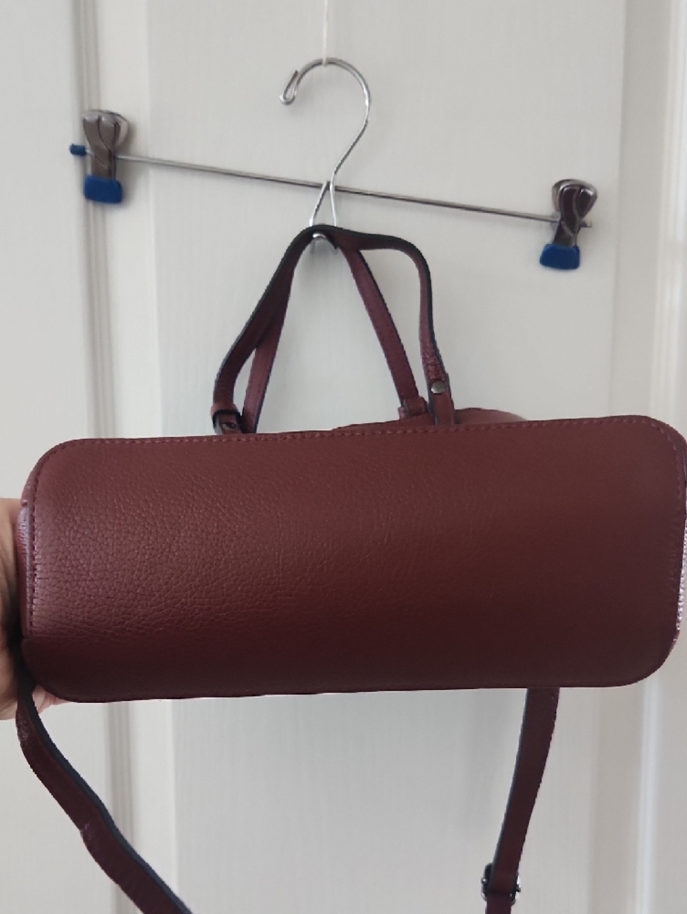 Borse In Pelle Uno Alla Volta Burgundy Shoulder Bag - Picture 4 of 11